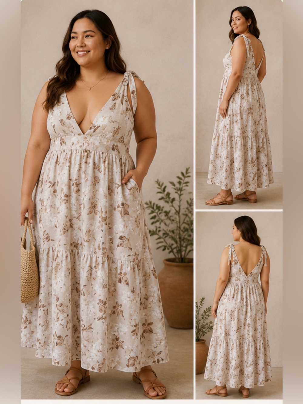 House of Harlow 1960 linen floral maxi dress size XL